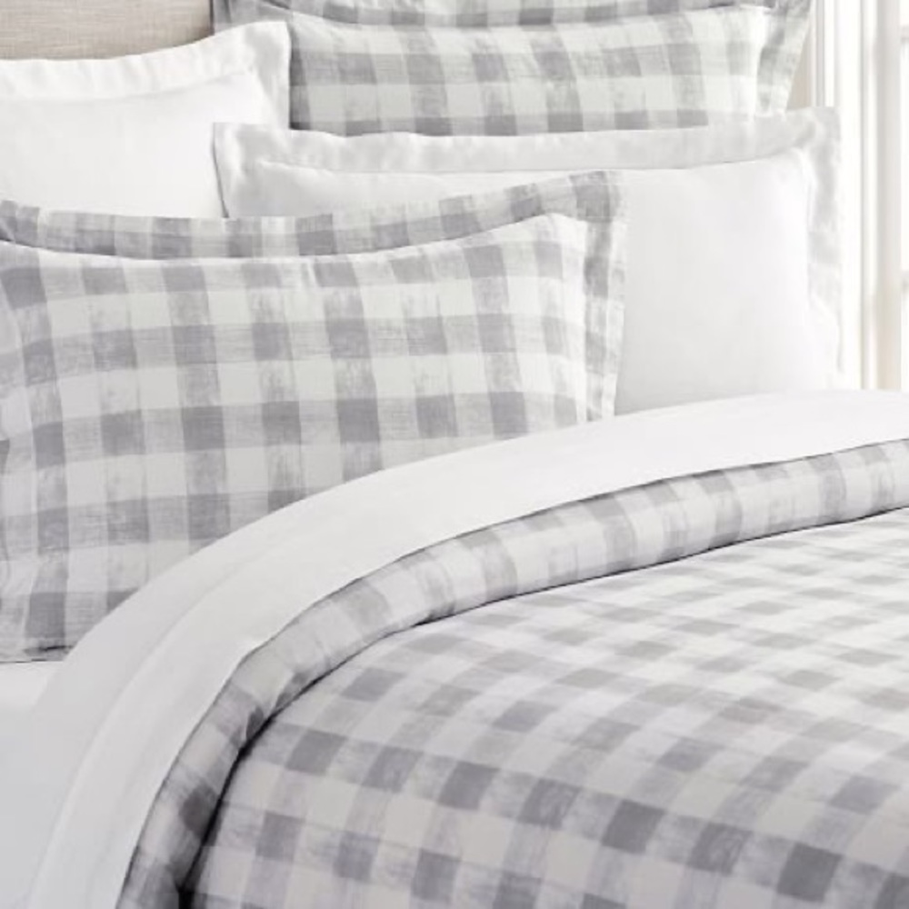 Pottery Barn Rhett Check Queen Duvet Cover